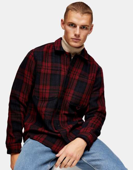 Topman overshirt in red check | ASOS