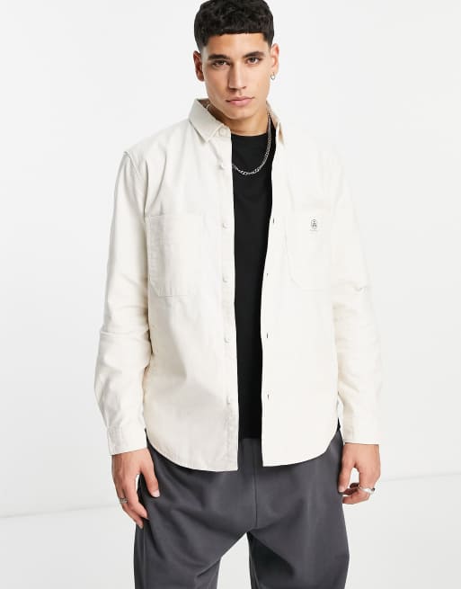 Topman - Overshirt van canvas in licht stone