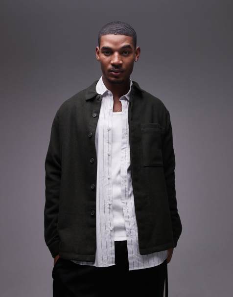Topman - Overshirt van geborsteld corduroy met lange mouwen in donkergroen - view 1