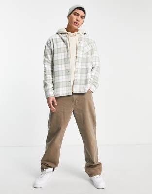 Topman Topman overshirt with back applique in green check