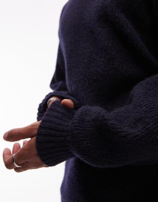 Topman Oversize Fit Crew Sweater In Blue