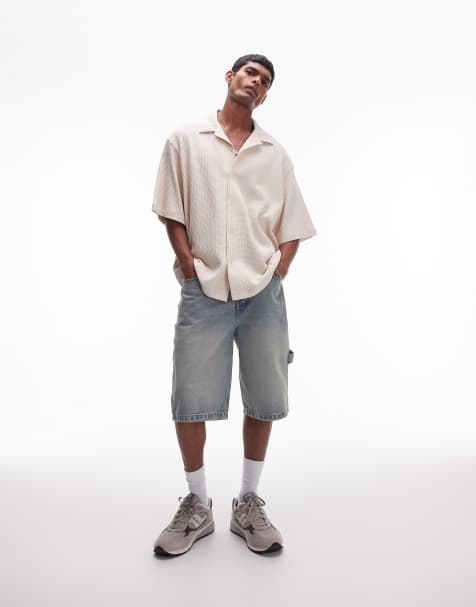 Topman – Oversize-Hemd in Ecru mit Waffelmuster und durchgehender Knopfleiste - view 1