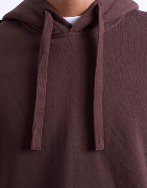 Topman – Oversize-Kapuzenpullover in Braun aus schwerem Stoff, 4 von 5