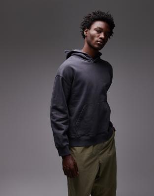 Oversize-Kapuzenpullover in verwaschenem Schwarz Schwarz XL