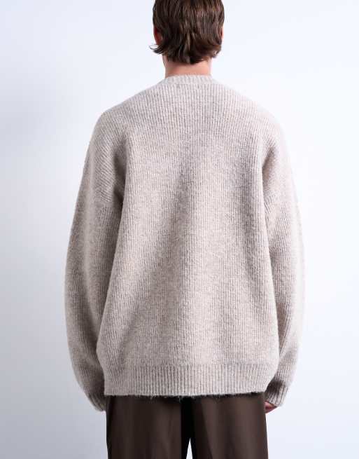 Topman – Oversize-Pullover in Steingrau mit Rundhalsausschnitt, 5 von 5