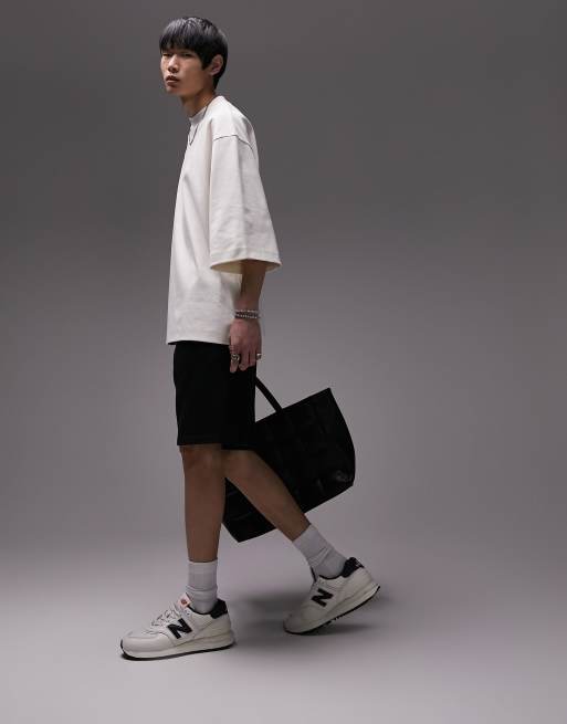 Topman – Oversize-Shirt in Weiß mit halblangen Ärmeln 