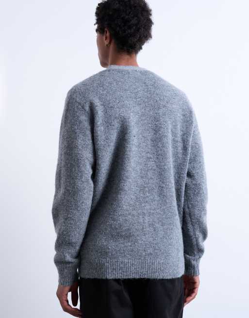 Topman – Oversize-Strickjacke in Anthrazit mit V-Ausschnitt, 4 von 5