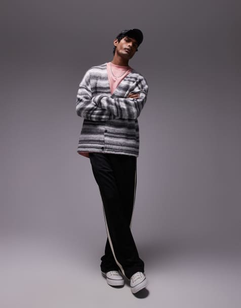 Topman – Oversize-Strickjacke in Grau mit abstraktem Muster - view 1