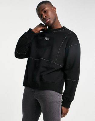 Topman – Oversize-Sweatshirt in Schwarz mit „PRDX“-Logo