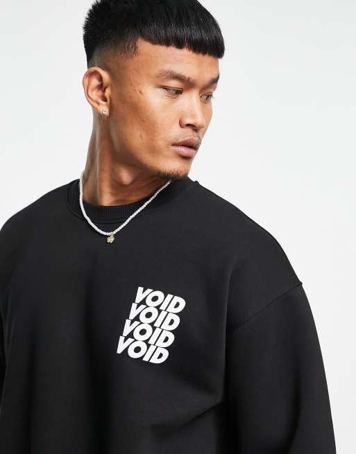 Topman Oversize Sweatshirt in Schwarz mit Rosen Print auf dem Rucken ASOS