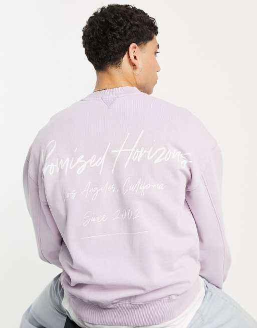 Topman – Oversize-Sweatshirt mit „Promised Horizon“-Print in verwaschenem Flieder