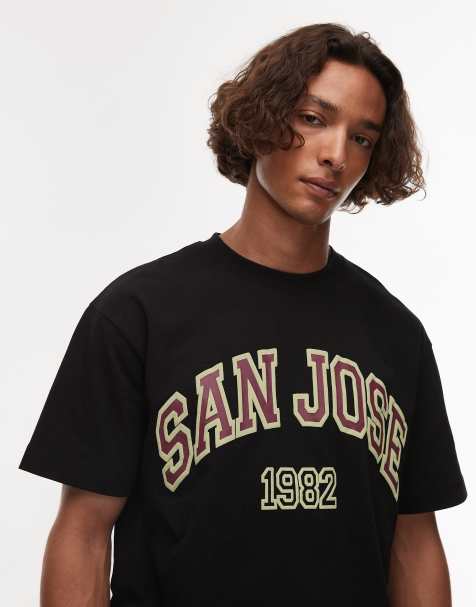 Topman – Oversize-T-Shirt in Schwarz mit „San Jose“-Print - view 1