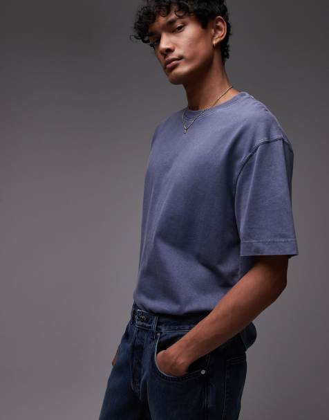 Topman – Oversize-T-Shirt in verwaschenem Blau - view 1