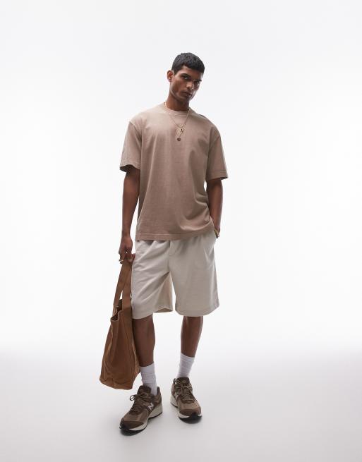 Topman – Oversize-T-Shirt in verwaschenem Steinbeige