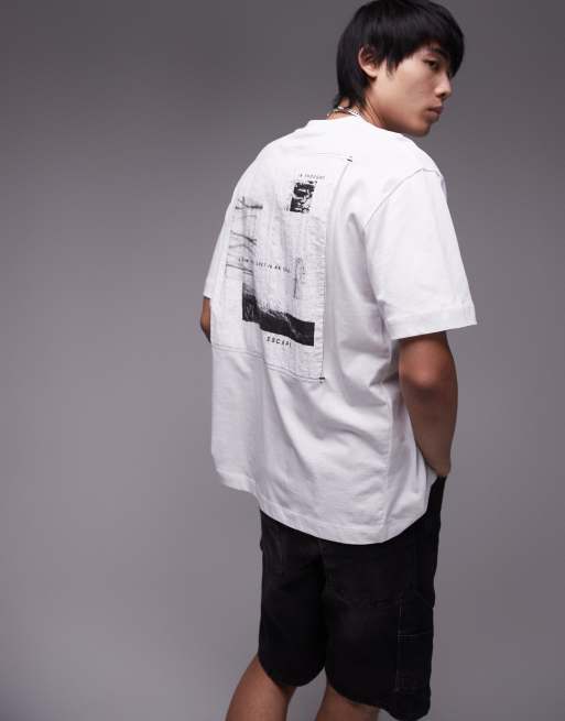 Topman – Oversize-T-Shirt in Weiß mit Fotoprint vorne und hinten