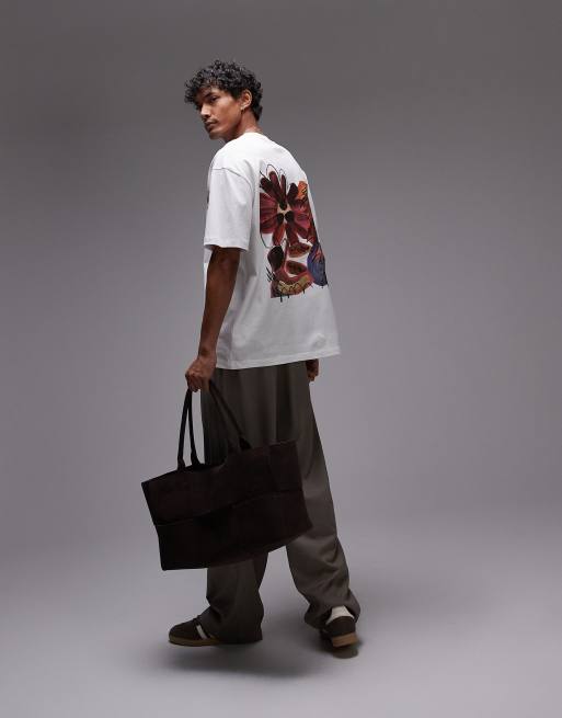 Topman – Oversize-T-Shirt in Weiß mit gemaltem Collagen-Print auf Vorder- und Rückseite