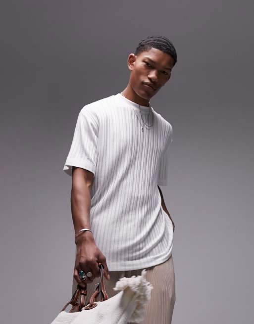 Topman – Oversize-T-Shirt in Weiß mit Leiterstruktur