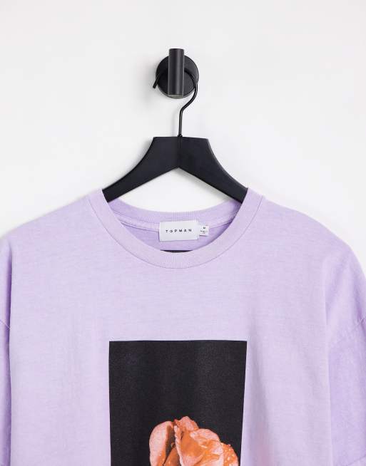Topman oversize t-shirt with photographic rose print in