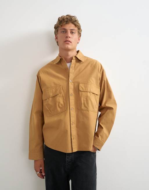 Topman Oversize-Utility-Hemd in Hellbraun, 2 von 5