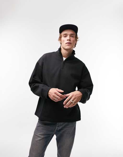 Men's black quarter zip pullover sale