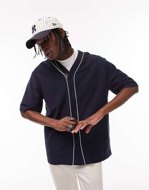 Topman oversized baseball jersey with logo in purple