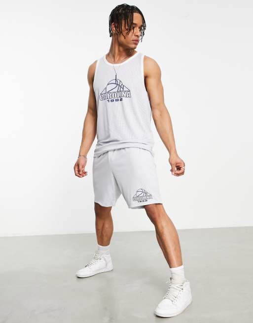 Topman oversized basketball singlet with Carolina print in grey (part of a set) , 4 of 4