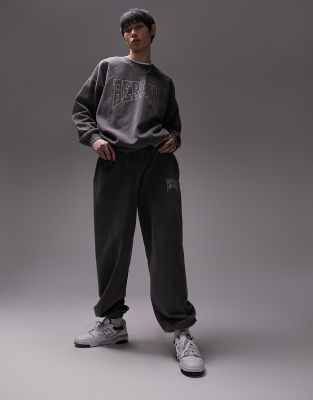 Topman oversized Berlin print jogger in washed black - ASOS Price Checker