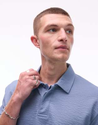 Topman Oversized Boxy Fit Polo With Seersucker Stripe