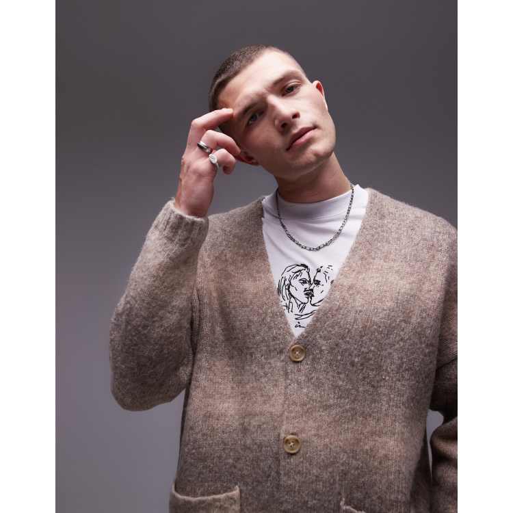 Topman oversized brushed ombre cardigan in ecru | ASOS