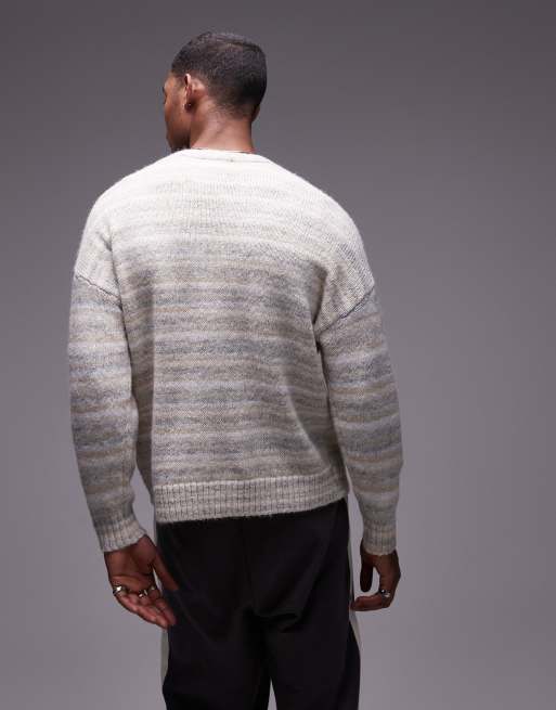 Topman oversized cardigan in sage & cream abstract pattern, 2 of 4