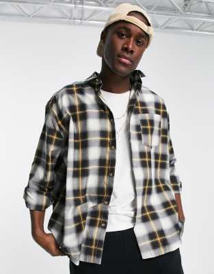 Topman oversized check shirt in mono