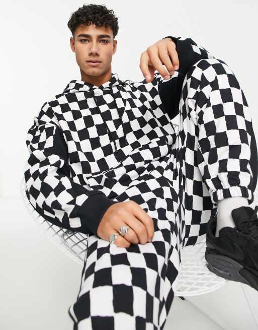 Checkered black and outlet white hoodie