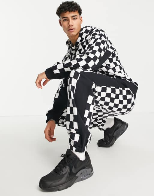 Black and 2025 white checkered sweatpants