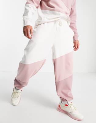 Topman oversized co-ord colour block jogger in pink