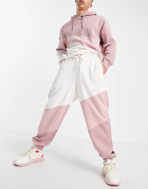 Topman oversized co-ord colour block jogger in pink, 3 of 4