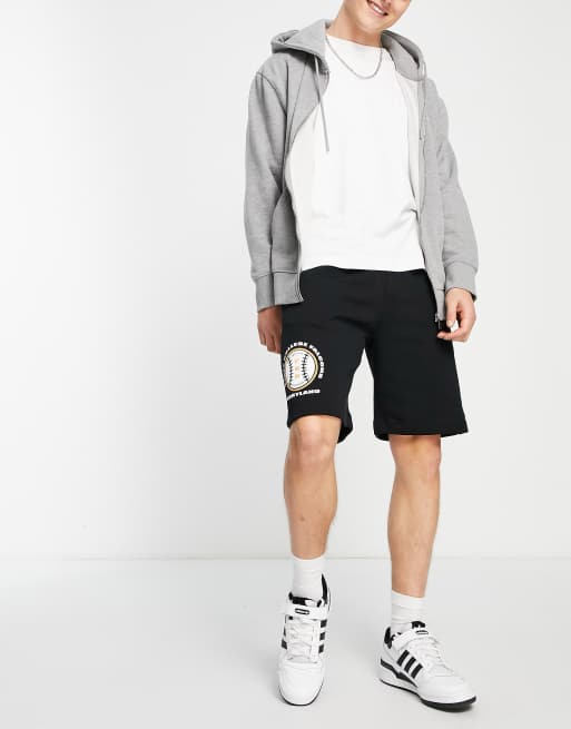 Topman oversized co-ord short with baseball print in black, 3 of 4