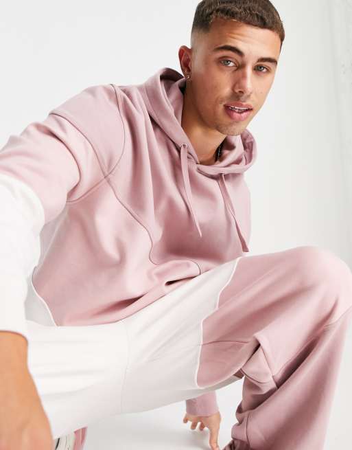 Topman oversized color block hoodie in pink part of a set ASOS