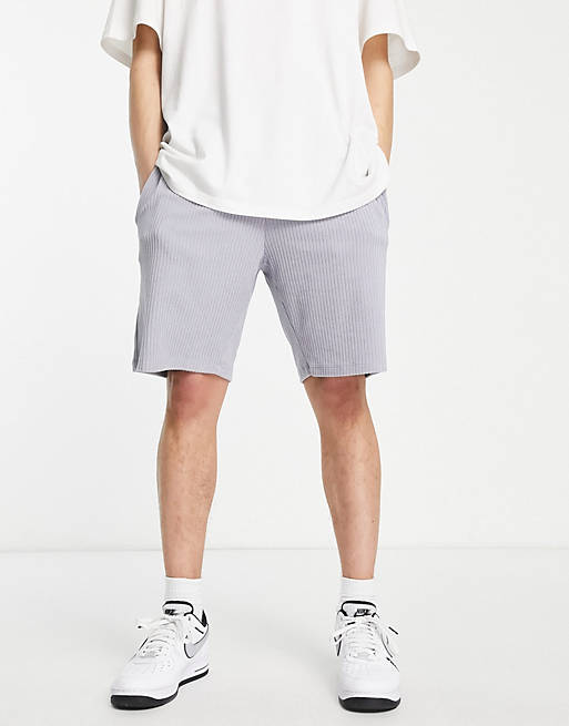 Topman oversized cord shorts in grey