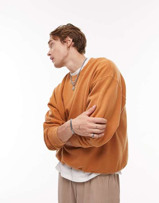 tan oversized crew neck