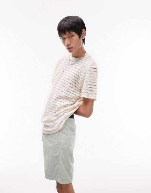  Topman oversized crochet t-shirt in ecru