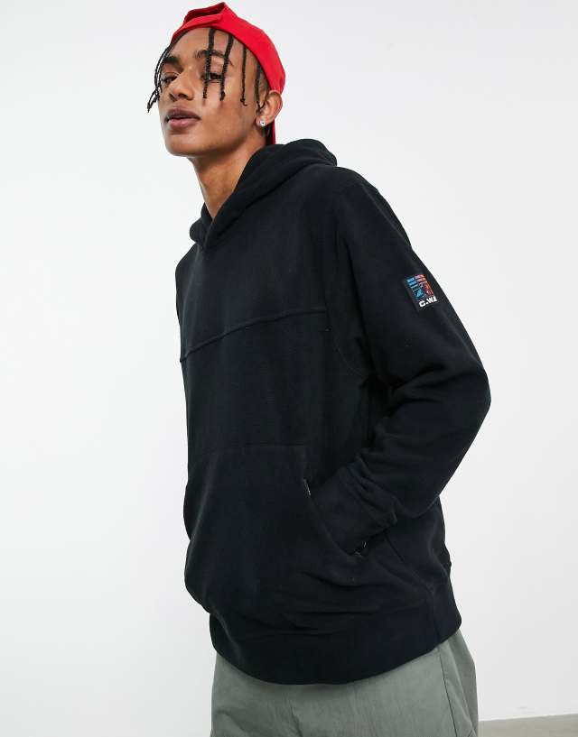 Topman oversized CWE fleece hoodie in black