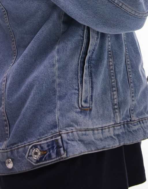 Topman oversized denim jacket in blue, 2 of 4