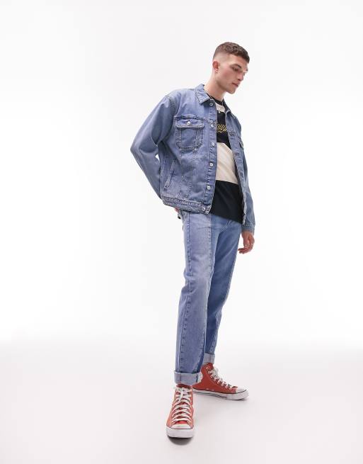 Topman oversized denim jacket in blue