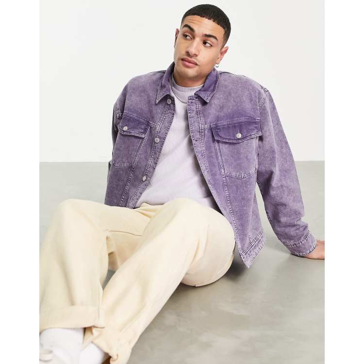 LEVI'S Color Denim Jean Jacket Long Sleeve Overdyed Purple for Men