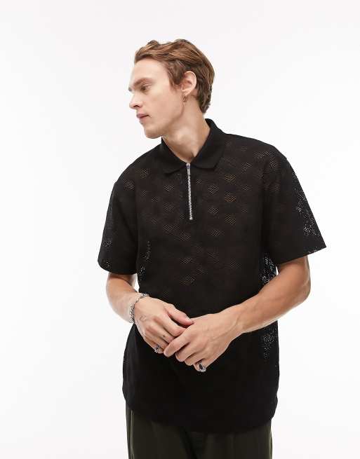 Louis Vuitton Black Honeycomb Knit Polo T-Shirt S Louis Vuitton