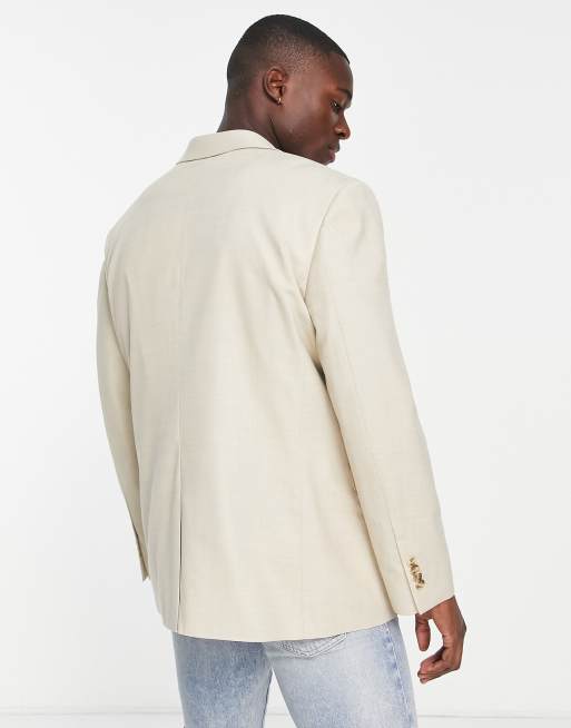 Topman oversized double breasted suit jacket in stone ASOS