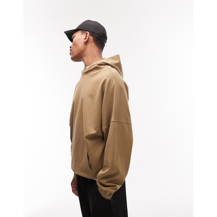 Topman oversized dropped shoulder hoodie in khaki ASOS