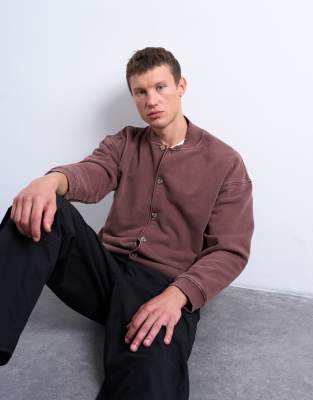 Topman Oversized Fit Bomber In Brown