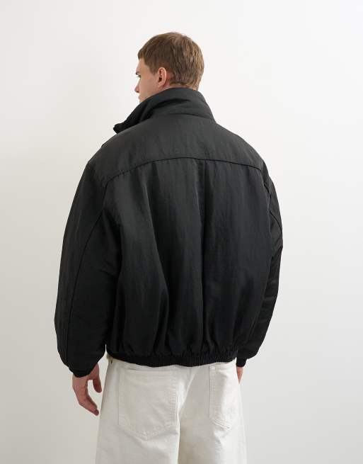 Topman oversized fit bomberjacka i nylon med ståkrage i svart, 4 av 5