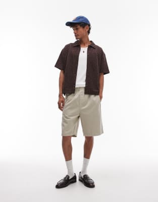 Topman Oversized Fit Button Through Jersey Shirt With Jacquard